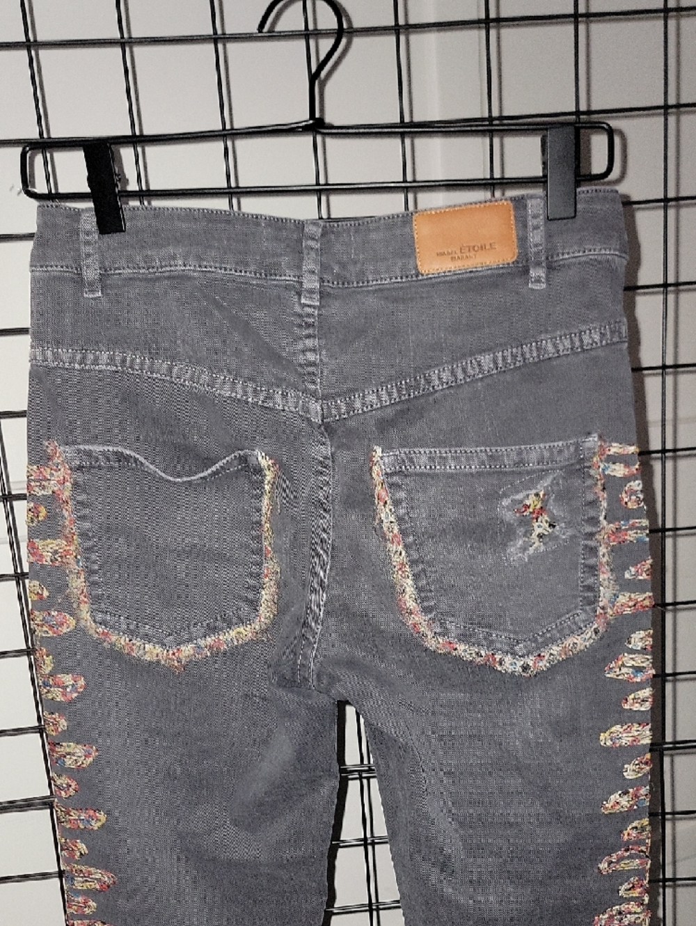 Isabel Marant ÈTOILE Charcoal Gray Cropped Jeans with Side Lace Trim - Picture 8 of 16